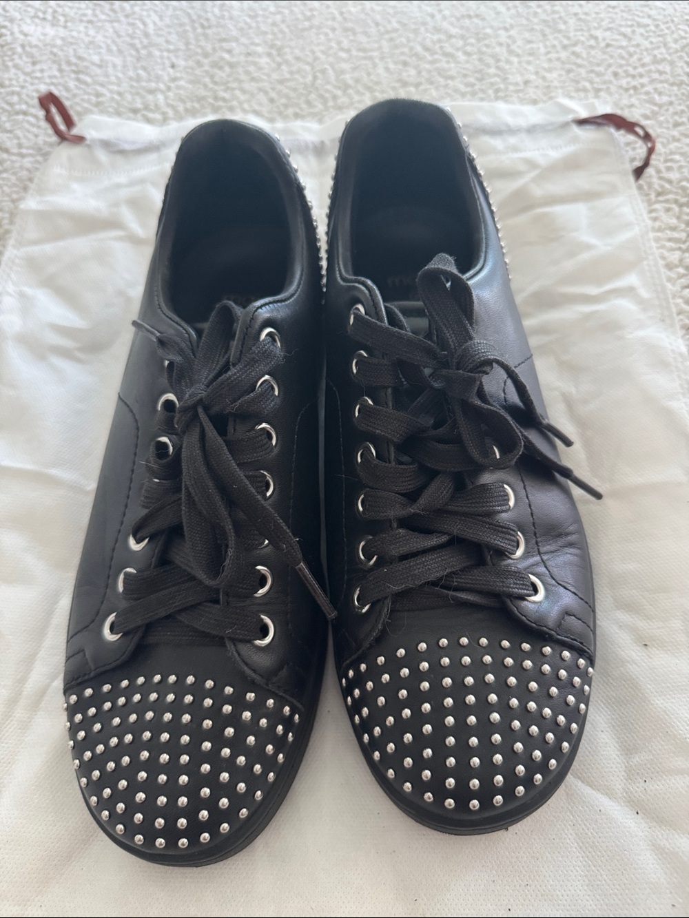 Maje Black Studded Lace-Up Women's Sneakers